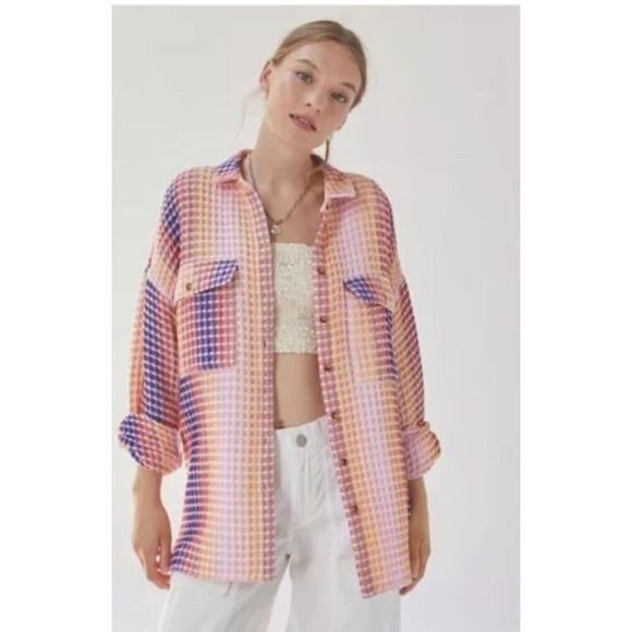 BDG Stanley Waffle Knit Oversized Shirt Jacket Size XS - Picture 2 of 8